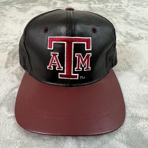 Vintage Texas A&M Aggies Hat Cap Strap Back One Size NCAA Black Logo Athletic